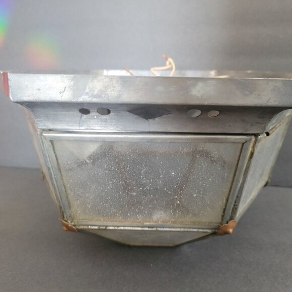 Vintage Hexagonal Metal Glass Outdoor Ceiling Light Fixture By Thom Clinefelter - Picture 4 of 14